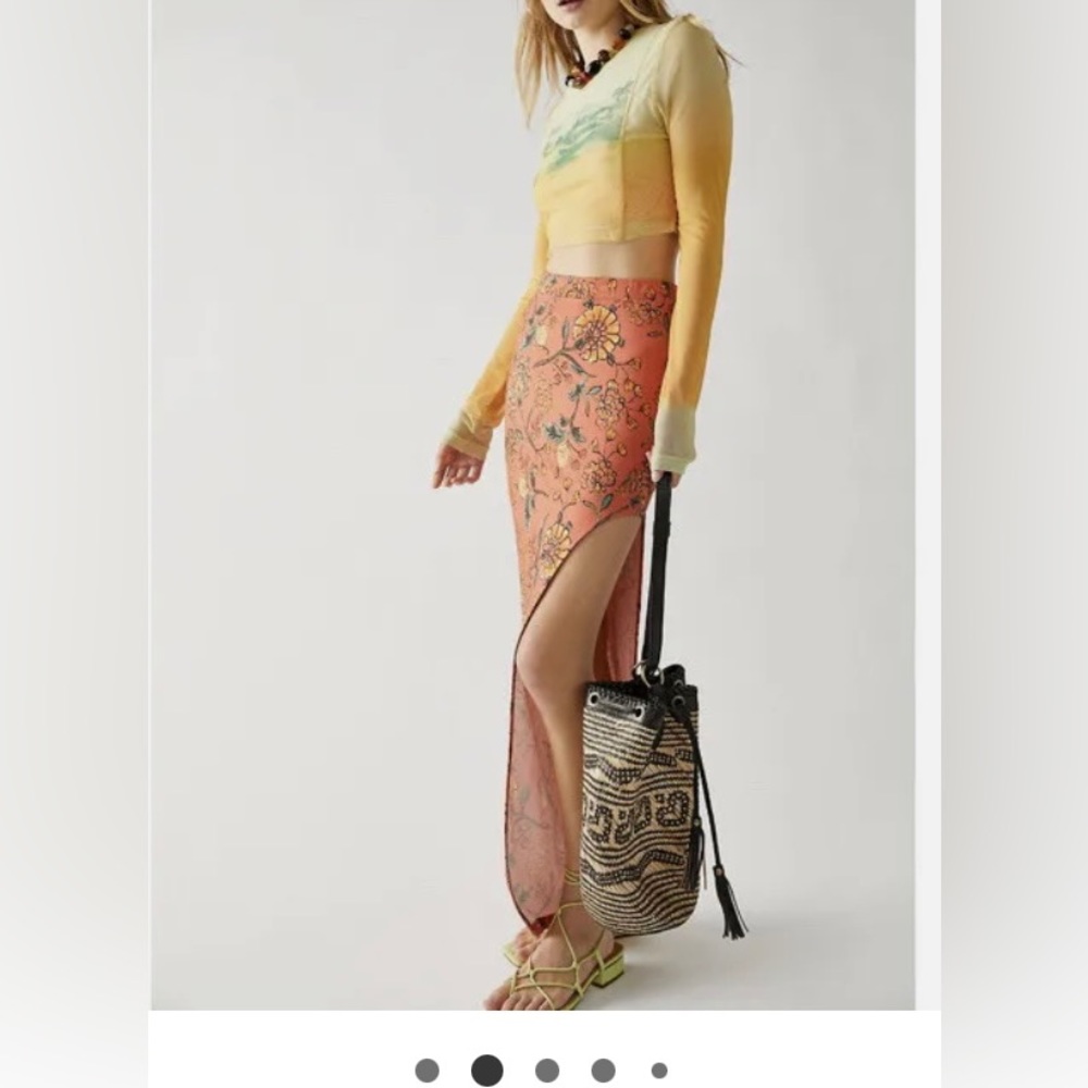 Free People Kellan Mesh Cropped top & High Slit Skirt - Picture 6 of 7